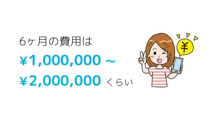 6ヶ月（半年）の費用は1,000,000円〜2,000,000円