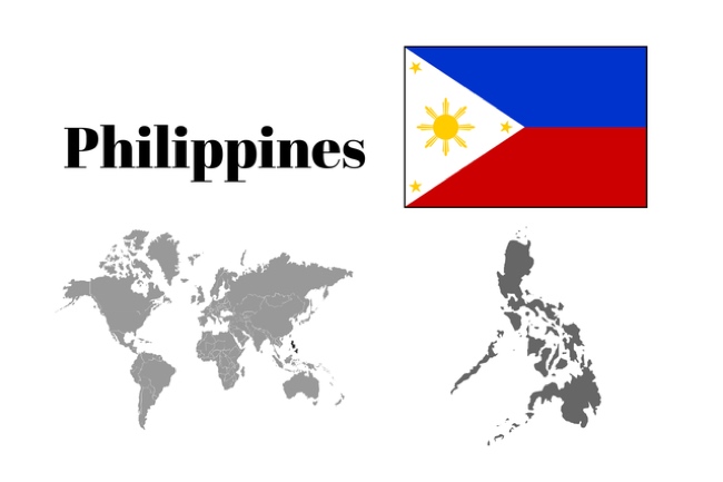 フィリピンの国旗と地図